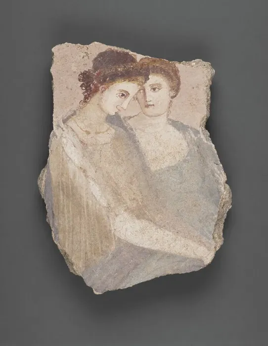 Framed Print : Wall Fragment with Two Women, A.D. 1-75. Creator: Unknown Framed Print : Wall Fragment with Two Women, A.D. 1-75. Creator: Unknown