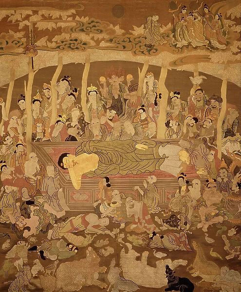 Wall Hanging Depicting the Death of the Buddha (Paranirvana), c1795. Creator: Wu Daozi