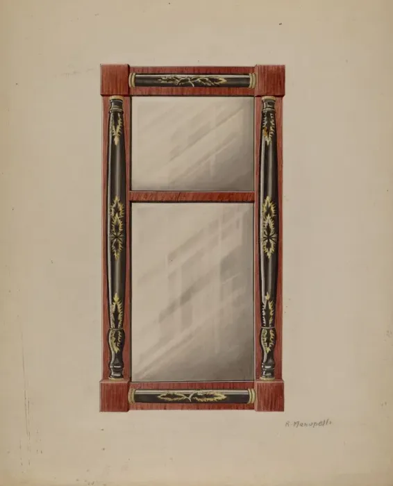 Framed Print : Wall Mirror, c. 1938. Creator: Raymond Manupelli Framed Print : Wall Mirror, c. 1938. Creator: Raymond Manupelli