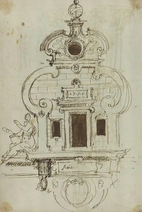 Framed Print : Wall Monument with an Armillary Sphere [verso], 1571. Creator: Unknown
