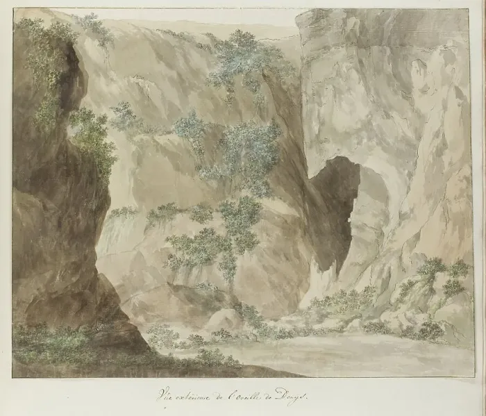 Framed Print : Wall of the Oreille de Denys cave, 1778. Creator: Louis Ducros Framed Print : Wall of the Oreille de Denys cave, 1778. Creator: Louis Ducros