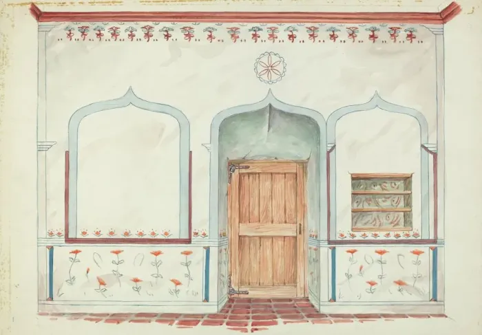 Framed Print : Wall Painting, 1935 / 1942. Creators: Harry Mann Waddell, Geoffrey Holt Framed Print : Wall Painting, 1935 / 1942. Creators: Harry Mann Waddell, Geoffrey Holt