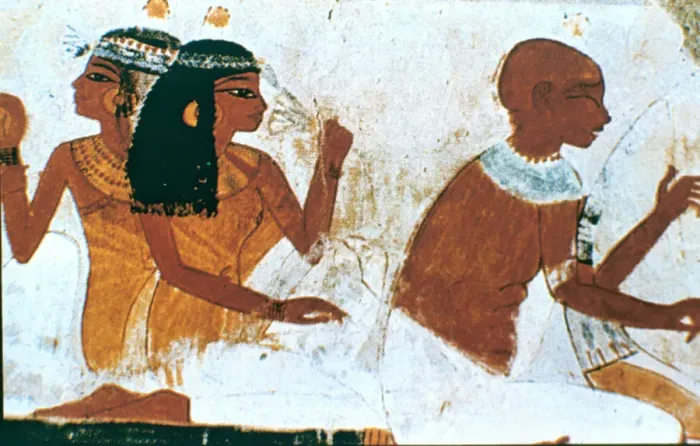 Framed Print : Wall Painting, Detail of The Deceased Couple, Tomb of Nakht, Thebes Framed Print : Wall Painting, Detail of The Deceased Couple, Tomb of Nakht, Thebes