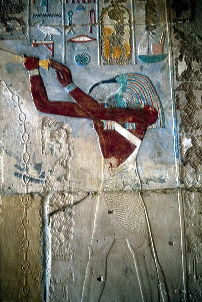 Wall painting depicting the god Thoth, temple of Rameses III, Medinet Habu, Egypt, c1187-c1156 BC