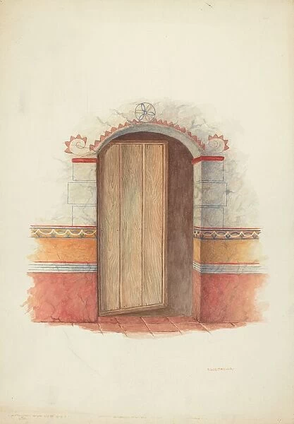 Wall Painting and Door (Interior), 1941. Creator: Robert W. R. Taylor