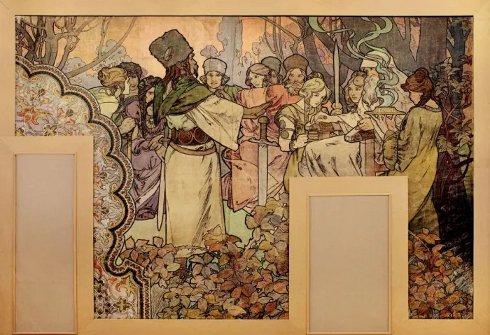 Framed Print : Wall painting for the Exposition Universelle of 1900, 1899-1900. Artist: Mucha, Alfons Marie (1860-1939) Framed Print : Wall painting for the Exposition Universelle of 1900, 1899-1900. Artist: Mucha, Alfons Marie (1860-1939)
