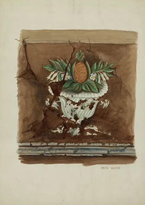 Framed Print : Wall Painting, Pineapple, c. 1940. Creator: Ruth Buker Framed Print : Wall Painting, Pineapple, c. 1940. Creator: Ruth Buker