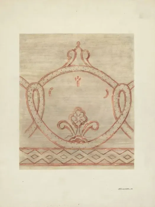 Framed Print : Wall Painting, Restoration Drawing from Reassembled Fragments, c. 1940 Framed Print : Wall Painting, Restoration Drawing from Reassembled Fragments, c. 1940