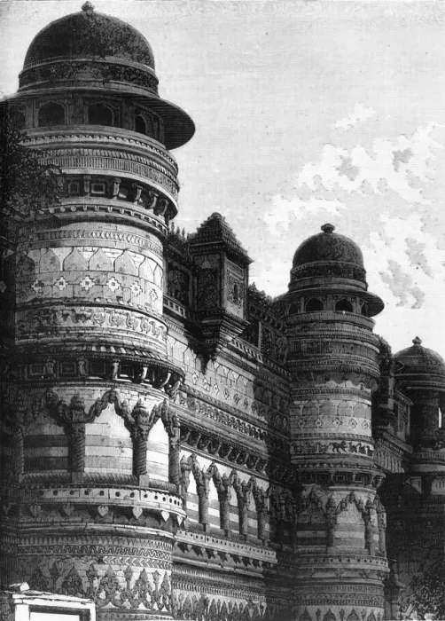 Framed Print : Side Wall of the Pal Palace, Gwalior, c1891. Creator: James Grant Framed Print : Side Wall of the Pal Palace, Gwalior, c1891. Creator: James Grant