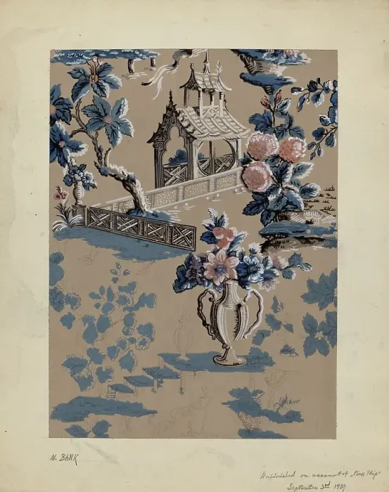 Framed Print : Wall Paper, 1934. Creator: Moses Bank Framed Print : Wall Paper, 1934. Creator: Moses Bank
