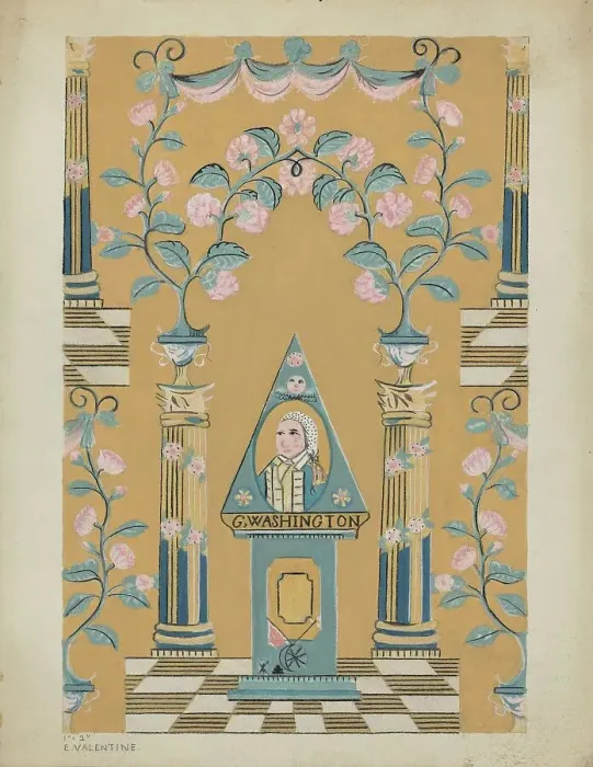 Framed Print : Wall Paper and Border, c. 1936. Creator: Elizabeth Valentine Framed Print : Wall Paper and Border, c. 1936. Creator: Elizabeth Valentine