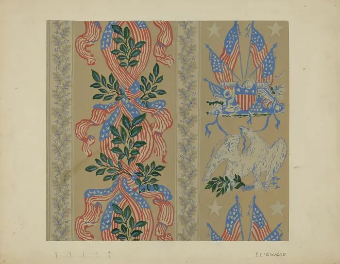 Framed Print : Wall Paper and Border, c. 1937. Creator: Sidney Liswood Framed Print : Wall Paper and Border, c. 1937. Creator: Sidney Liswood