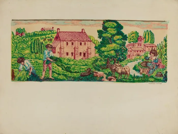 Framed Print : Wall Paper Border Design, c. 1937. Creator: Frances Lichten Framed Print : Wall Paper Border Design, c. 1937. Creator: Frances Lichten
