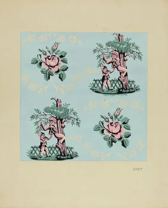 Framed Print : Wall Paper ('The Cherry Boy'), c. 1937. Creator: A. Zimet. Wall Paper ('The Cherry Boy'), c. 1937. Creator: A. Zimet Framed Print : Wall Paper ('The Cherry Boy'), c. 1937. Creator: A. Zimet. Wall Paper ('The Cherry Boy'), c. 1937. Creator: A. Zimet