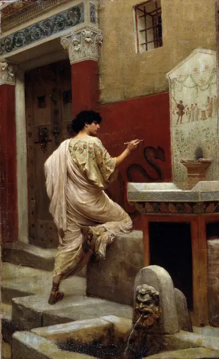 Framed Print : At a Wall. Pompeii. Artist: Bakalowicz, Stepan Vladislavovich (1857-1947) Framed Print : At a Wall. Pompeii. Artist: Bakalowicz, Stepan Vladislavovich (1857-1947)