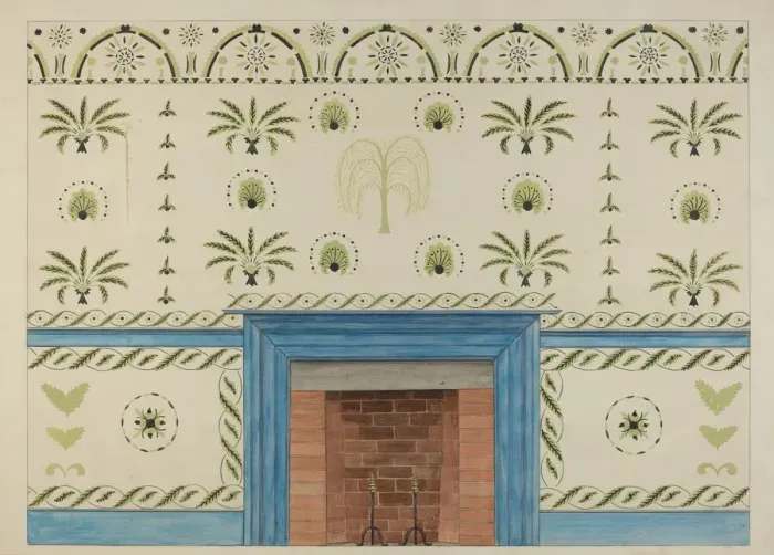 Framed Print : Wall Stencil, c. 1936. Creator: Ray Holden Framed Print : Wall Stencil, c. 1936. Creator: Ray Holden