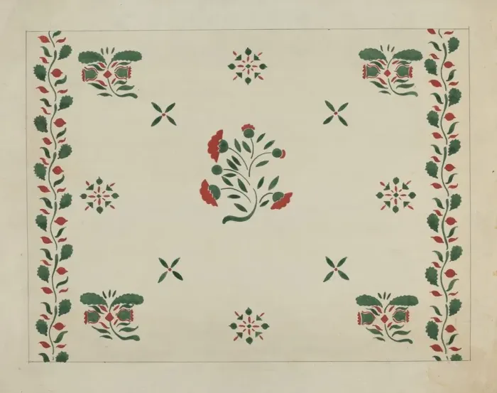 Framed Print : Wall Stencil (From an Inn), c. 1936. Creator: Ray Holden Framed Print : Wall Stencil (From an Inn), c. 1936. Creator: Ray Holden