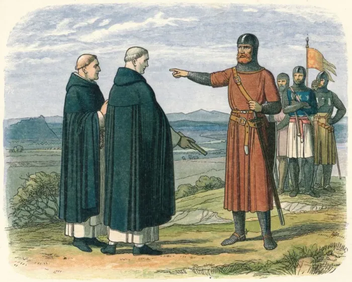 Framed Print : Wallace rejects the English proposals, 1297 (1864). Artist: James William Edmund Doyle Framed Print : Wallace rejects the English proposals, 1297 (1864). Artist: James William Edmund Doyle