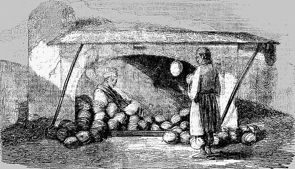 Wallachian seller of water-melons; Wallachia, 1854. Creator: Unknown