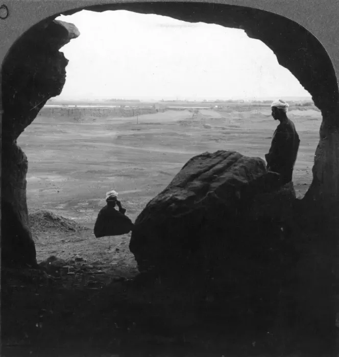 Framed Print : Walled city of El Kab, seen from a door of a tomb in the cliffs, Egypt, 1905. Artist: Underwood & Underwood Framed Print : Walled city of El Kab, seen from a door of a tomb in the cliffs, Egypt, 1905. Artist: Underwood & Underwood