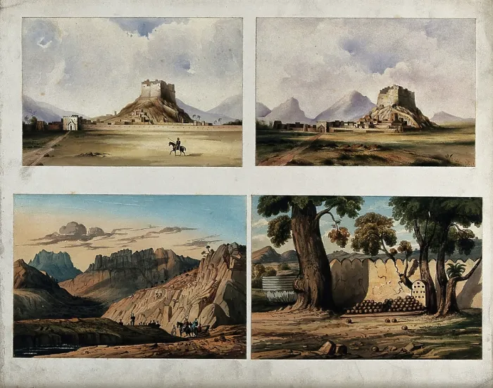 Framed Print : Walled city with lone horseman, Afghanistan. Creator: Unknown Framed Print : Walled city with lone horseman, Afghanistan. Creator: Unknown
