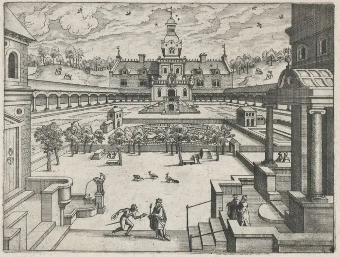 Framed Print : Walled Garden, ca. 1570. ca. 1570. Creators: Anon, Lucas Gassel Framed Print : Walled Garden, ca. 1570. ca. 1570. Creators: Anon, Lucas Gassel