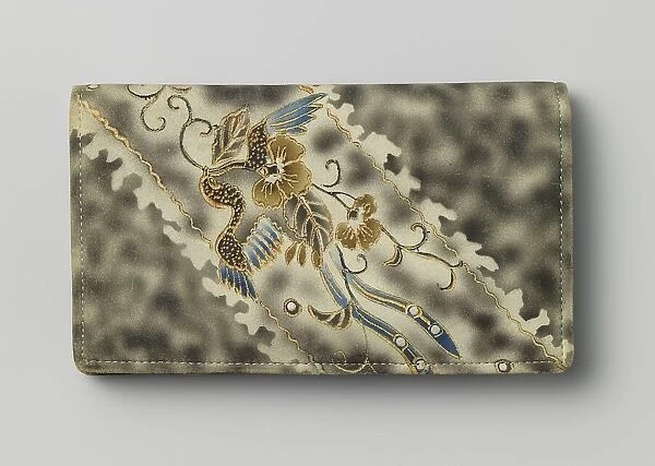 Wallet or purse with birds and flowers on marbled suede, c.1900-c.1925. Creator: Anon