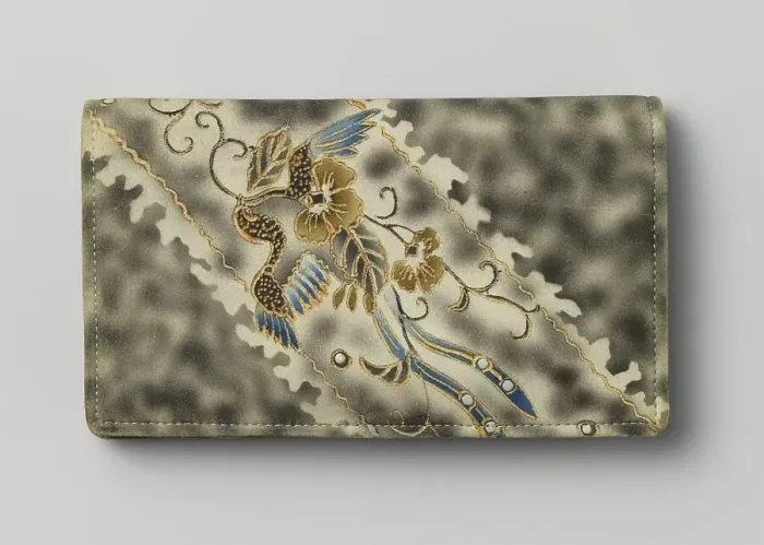 Framed Print : Wallet or purse with birds and flowers on marbled suede, c.1900-c.1925. Creator: Anon Framed Print : Wallet or purse with birds and flowers on marbled suede, c.1900-c.1925. Creator: Anon