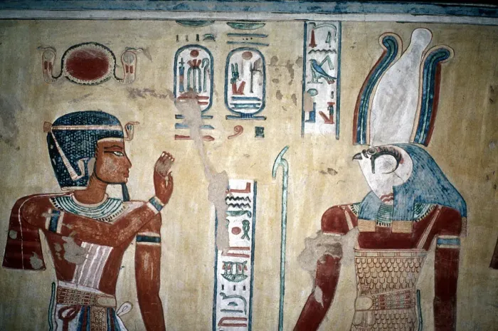 Framed Print : Wallpainting of Rameses III before Horus, Valley of the Queens, Luxor, Egypt, c12th century BC Framed Print : Wallpainting of Rameses III before Horus, Valley of the Queens, Luxor, Egypt, c12th century BC