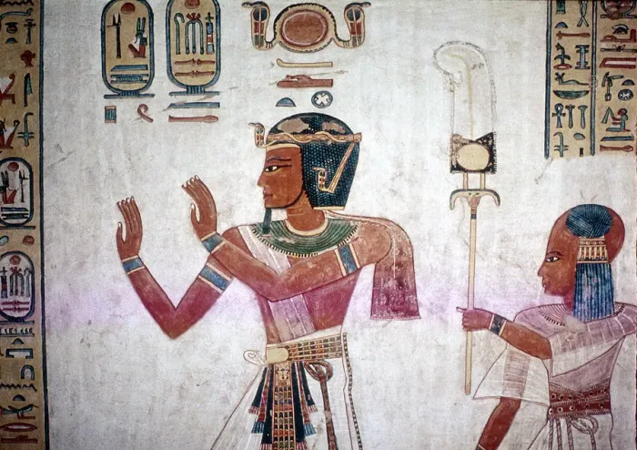 Framed Print : Wallpainting of Rameses III leading deceased son to the gods, Valley of the Queens, Egypt, c12thC BC Framed Print : Wallpainting of Rameses III leading deceased son to the gods, Valley of the Queens, Egypt, c12thC BC