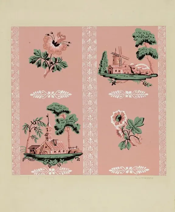 Framed Print : Wallpaper, 1935 / 1942. Creator: Sidney Liswood Framed Print : Wallpaper, 1935 / 1942. Creator: Sidney Liswood