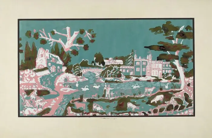 Framed Print : Wallpaper from Bandbox Covering, 1936. Creator: Harold Merriam Framed Print : Wallpaper from Bandbox Covering, 1936. Creator: Harold Merriam