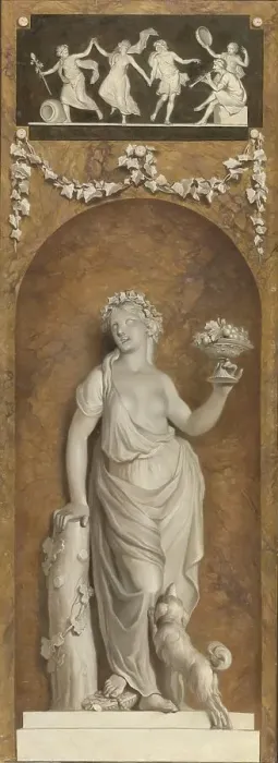 Framed Print : Wallpaper painting with bacchante, 1786. Creator: Juriaan Andriessen Framed Print : Wallpaper painting with bacchante, 1786. Creator: Juriaan Andriessen