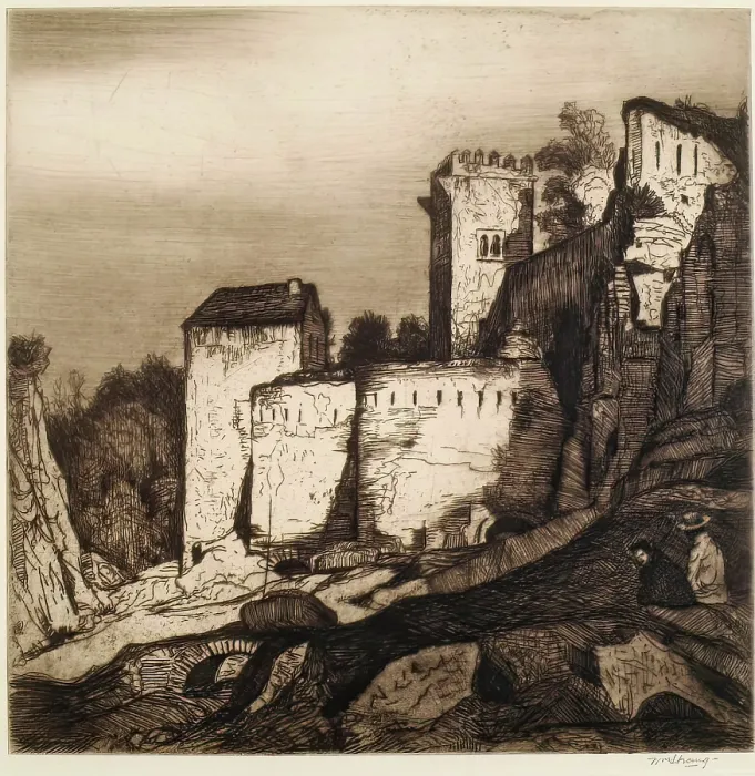 Framed Print : The Walls Of The Alhambra, 1912. Creator: William Strang Framed Print : The Walls Of The Alhambra, 1912. Creator: William Strang