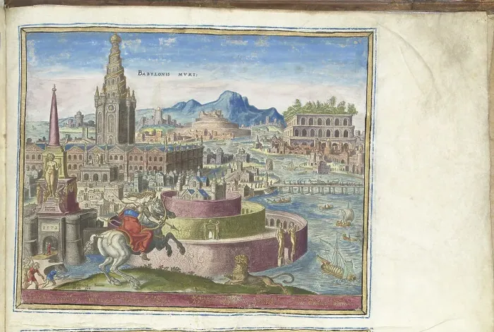Framed Print : The Walls of Babylon (from the series The Eighth Wonders of the World), 1572. Artist: Galle, Philipp (Philips) (1537-1612) Framed Print : The Walls of Babylon (from the series The Eighth Wonders of the World), 1572. Artist: Galle, Philipp (Philips) (1537-1612)