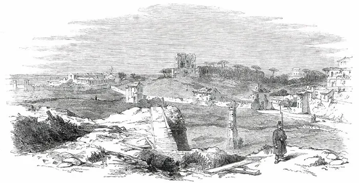 Framed Print : From the Walls, near the Porta San Pancrazio - Rome, 1850. Creator: Unknown Framed Print : From the Walls, near the Porta San Pancrazio - Rome, 1850. Creator: Unknown
