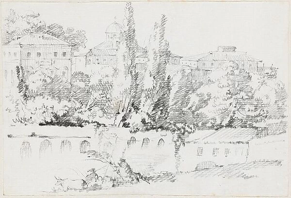 Walls of Rome with Santa Maria del Popolo in the Distance, 1744 / 1750. Creator: Joseph-Marie Vien the Elder