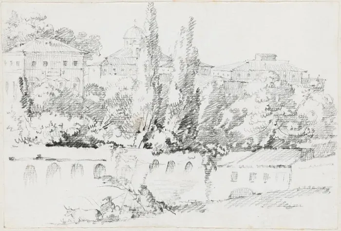 Framed Print : Walls of Rome with Santa Maria del Popolo in the Distance, 1744 / 1750. Creator: Joseph-Marie Vien the Elder Framed Print : Walls of Rome with Santa Maria del Popolo in the Distance, 1744 / 1750. Creator: Joseph-Marie Vien the Elder