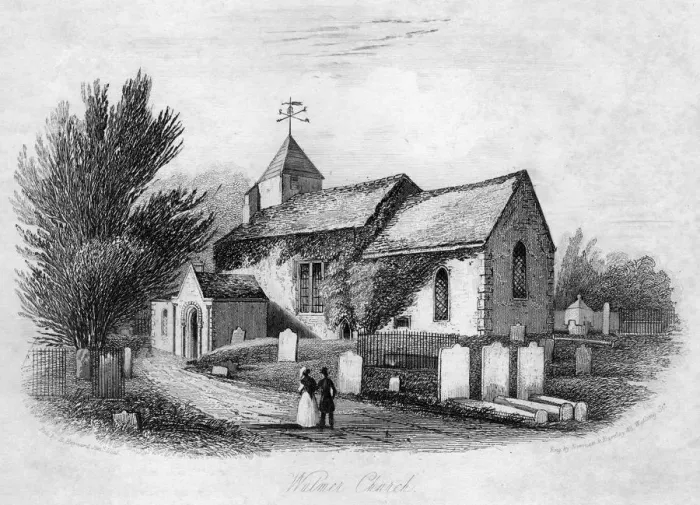 Framed Print : Walmer Church, Kent. Artist: Newman & Barclay Framed Print : Walmer Church, Kent. Artist: Newman & Barclay