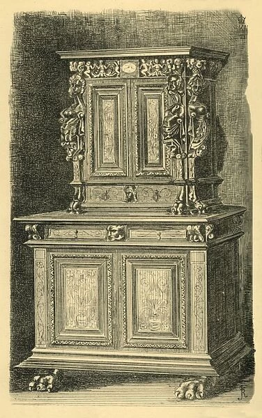 Walnut cabinet, mid 16th century?, (1881). Creator: J Randall