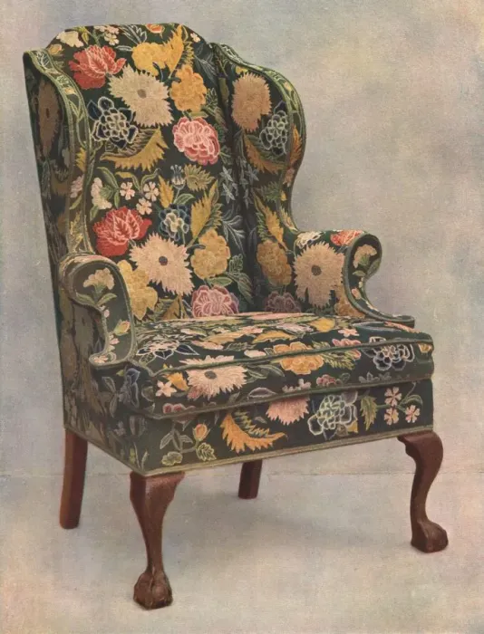 Framed Print : Walnut chair covered with needlework, 1905. Artist: Shirley Slocombe Framed Print : Walnut chair covered with needlework, 1905. Artist: Shirley Slocombe