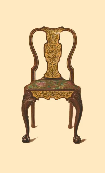 Framed Print : Walnut chair inlaid with marquetry, 1905. Artist: Shirley Slocombe Framed Print : Walnut chair inlaid with marquetry, 1905. Artist: Shirley Slocombe