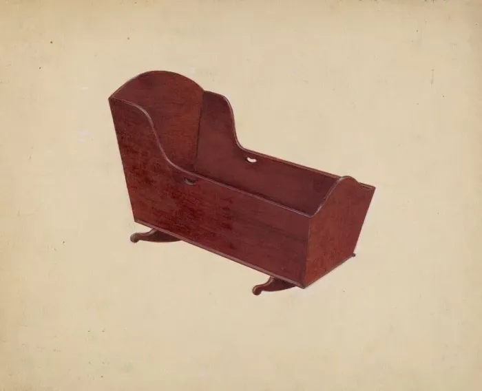 Framed Print : Walnut Cradle, 1937. Creator: Edward A Darby Framed Print : Walnut Cradle, 1937. Creator: Edward A Darby