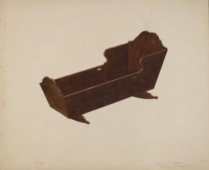 Framed Print : Walnut Crib, 1935 / 1942. Creator: Edward A Darby Framed Print : Walnut Crib, 1935 / 1942. Creator: Edward A Darby