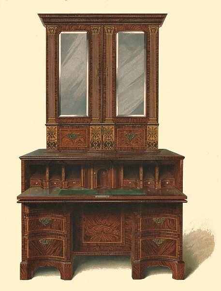 Walnut inlaid writing cabinet, 1905. Artist: Shirley Slocombe