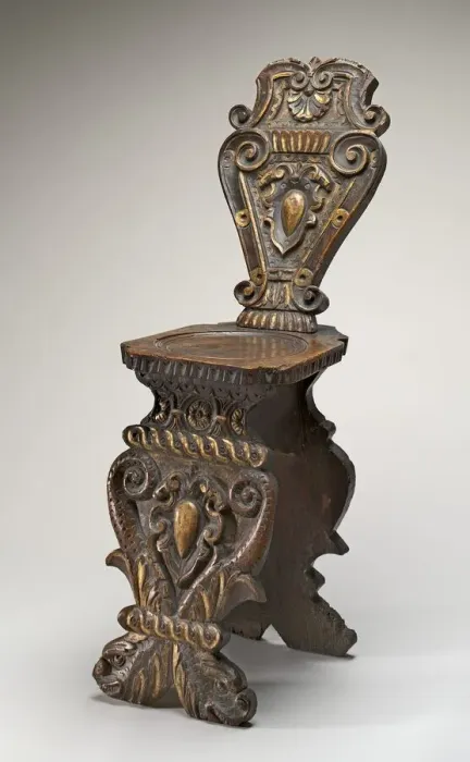 Framed Print : Walnut Stool (Sgabello), Carved and Gilded, c. 1540 / 1560. Creator: Unknown Framed Print : Walnut Stool (Sgabello), Carved and Gilded, c. 1540 / 1560. Creator: Unknown