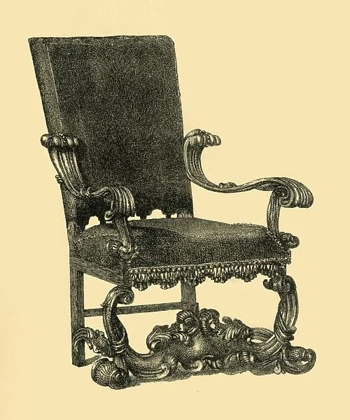 Walnut wood armchair, c1685-1710, (1881). Creator: William Catley