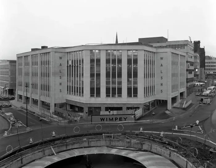 Framed Print : Walshs department store in Sheffield during its redevelopment, South Yorkshire, 1967 Framed Print : Walshs department store in Sheffield during its redevelopment, South Yorkshire, 1967