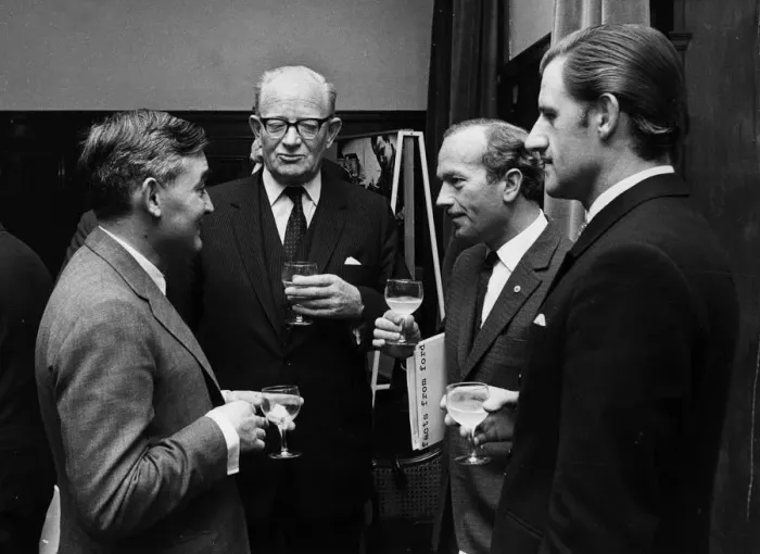 Framed Print : Walter Hayes, Patrick Hennesey, Colin Chapman, Graham Hill. Creator: Unknown Framed Print : Walter Hayes, Patrick Hennesey, Colin Chapman, Graham Hill. Creator: Unknown