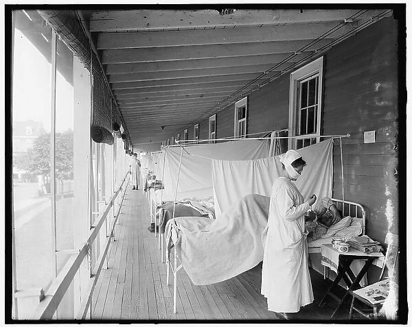 Walter Reed Hospital Flu Ward, between 1910 and 1920. Creator: Harris & Ewing. Walter Reed Hospital Flu Ward, between 1910 and 1920. Creator: Harris & Ewing
